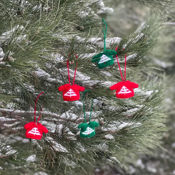 Set of 5 Mini Sweater Tree Variety Ornaments