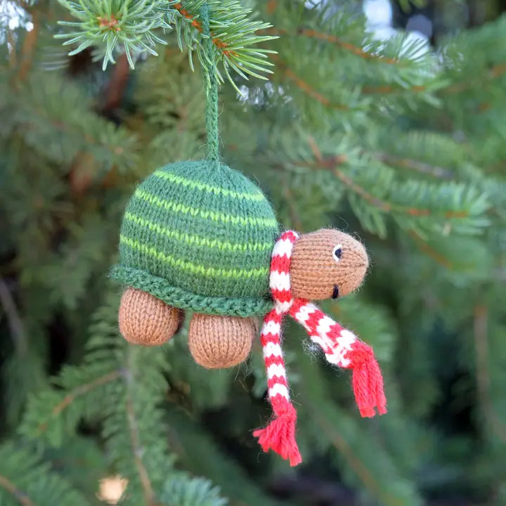 Handmade Knit Turtle Holiday Ornament