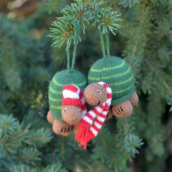 Handmade Knit Turtle Holiday Ornament