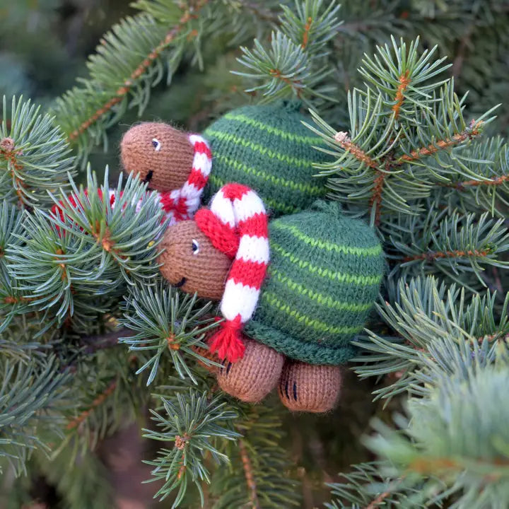 Handmade Knit Turtle Holiday Ornament