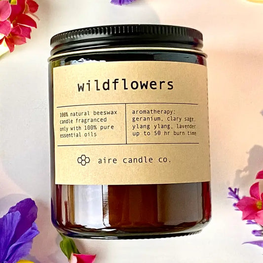 Wildflowers Beeswax Candle from aire candle co.