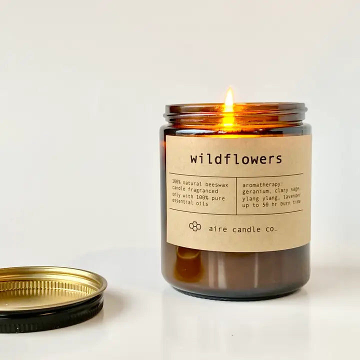 Wildflowers Beeswax Candle from aire candle co.