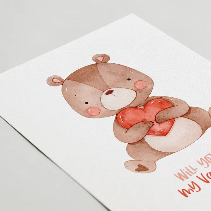 Happy Valentine's Day Card, Cute Valentine Bear