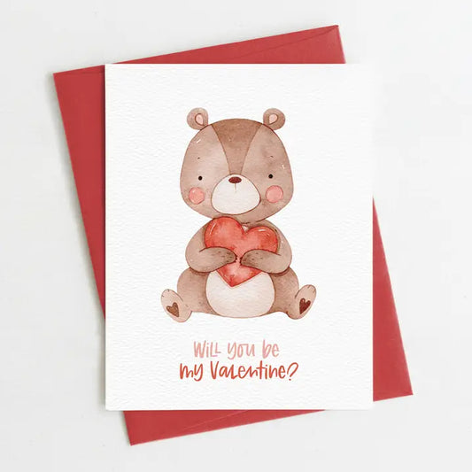 Happy Valentine's Day Card, Cute Valentine Bear